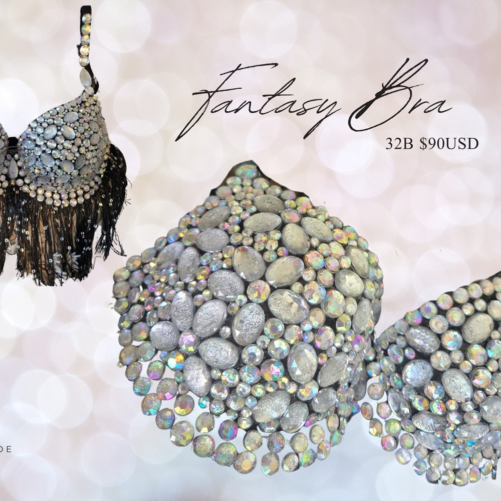 Black Festival Bra with Rhinestones
